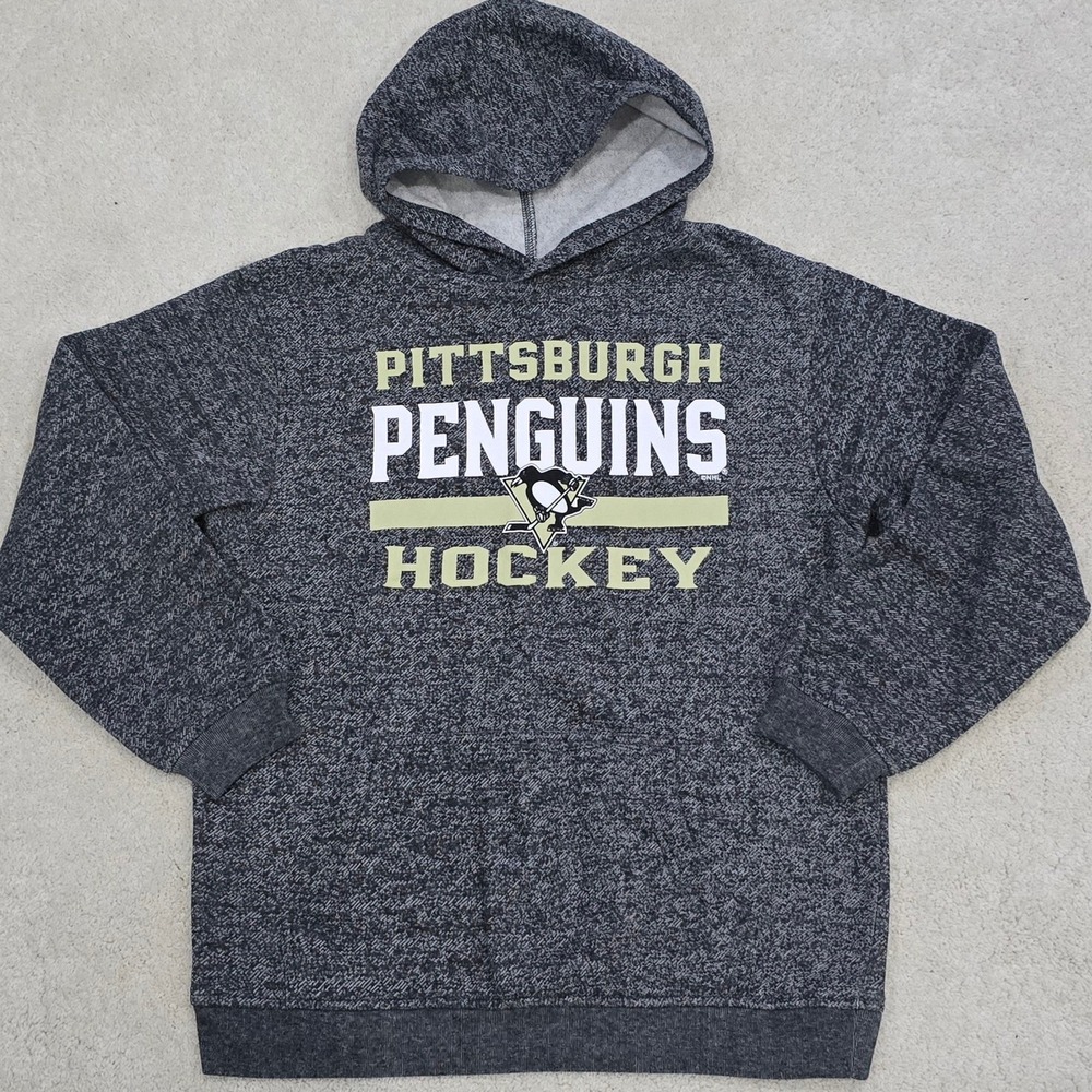 Kids Pittsburgh‎ Penguins Hockey Hoodie Youth Large Grey NHL Official Licensed